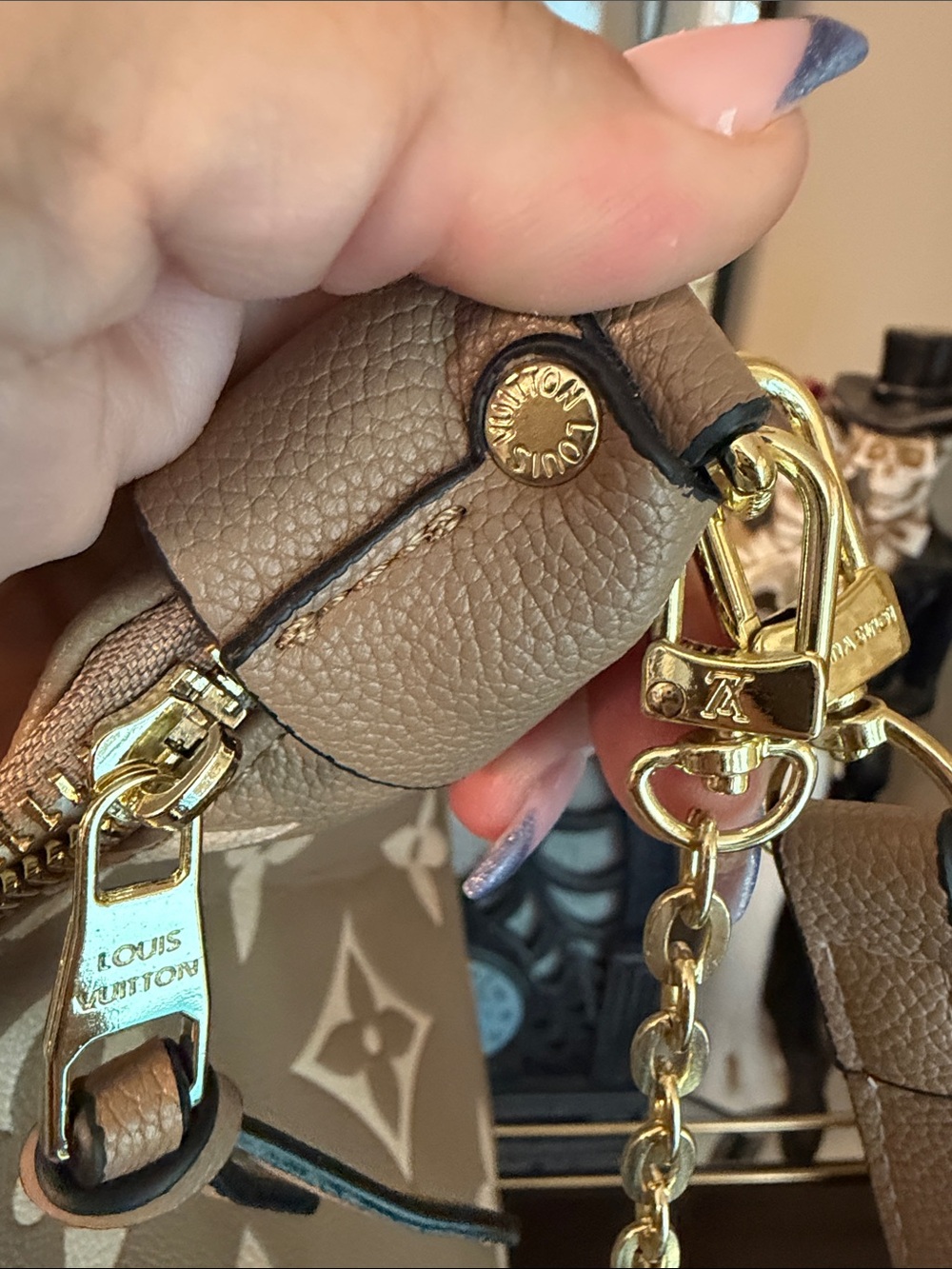 Inspired Monogram Crescent Shoulder Crossbody Bag with Gold Chain - Picture 6 of 10